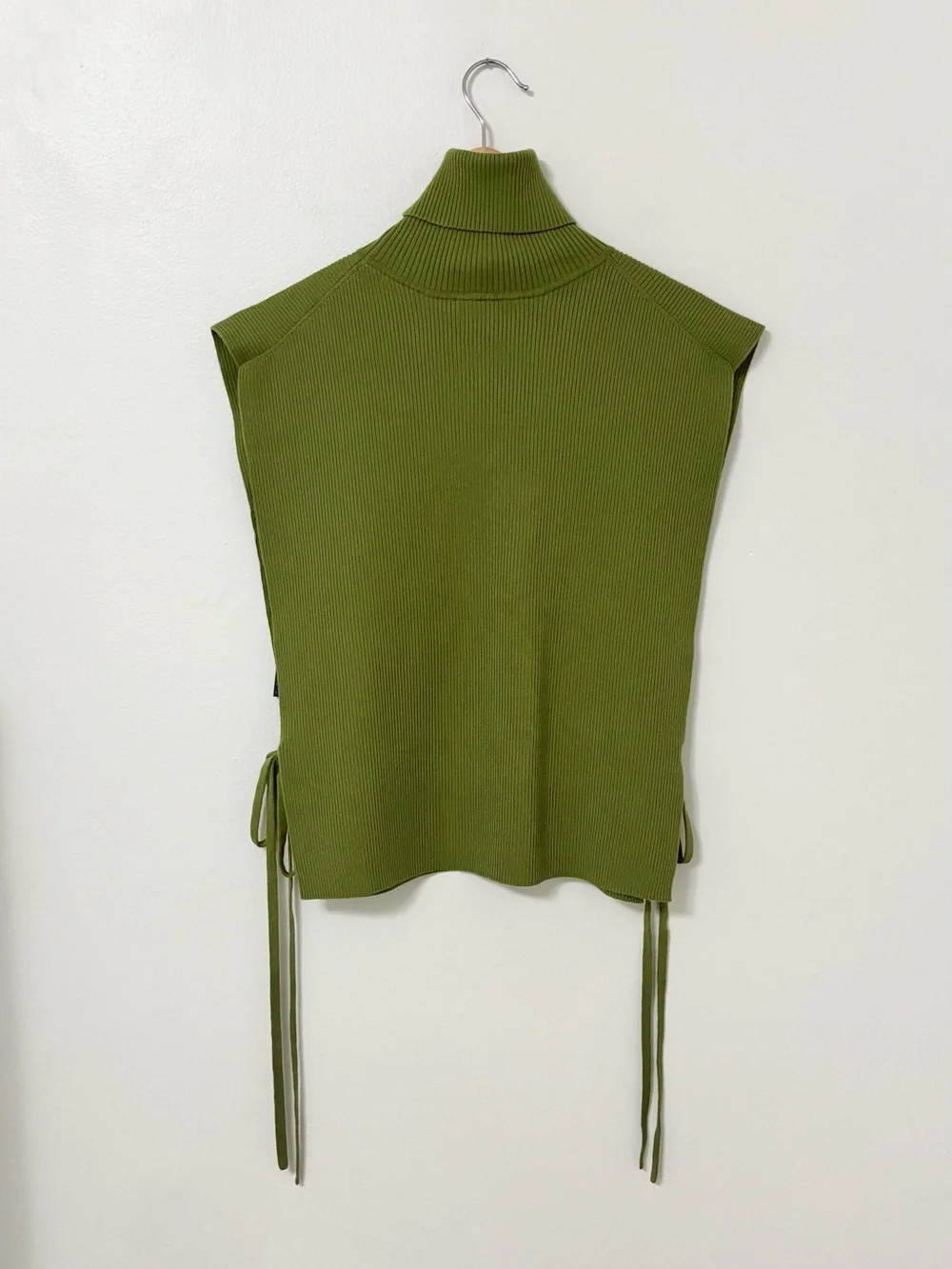 Tory Burch Ribbed Merino Wool Dickie Dark Mossy Green Turtleneck Vest Size M/L